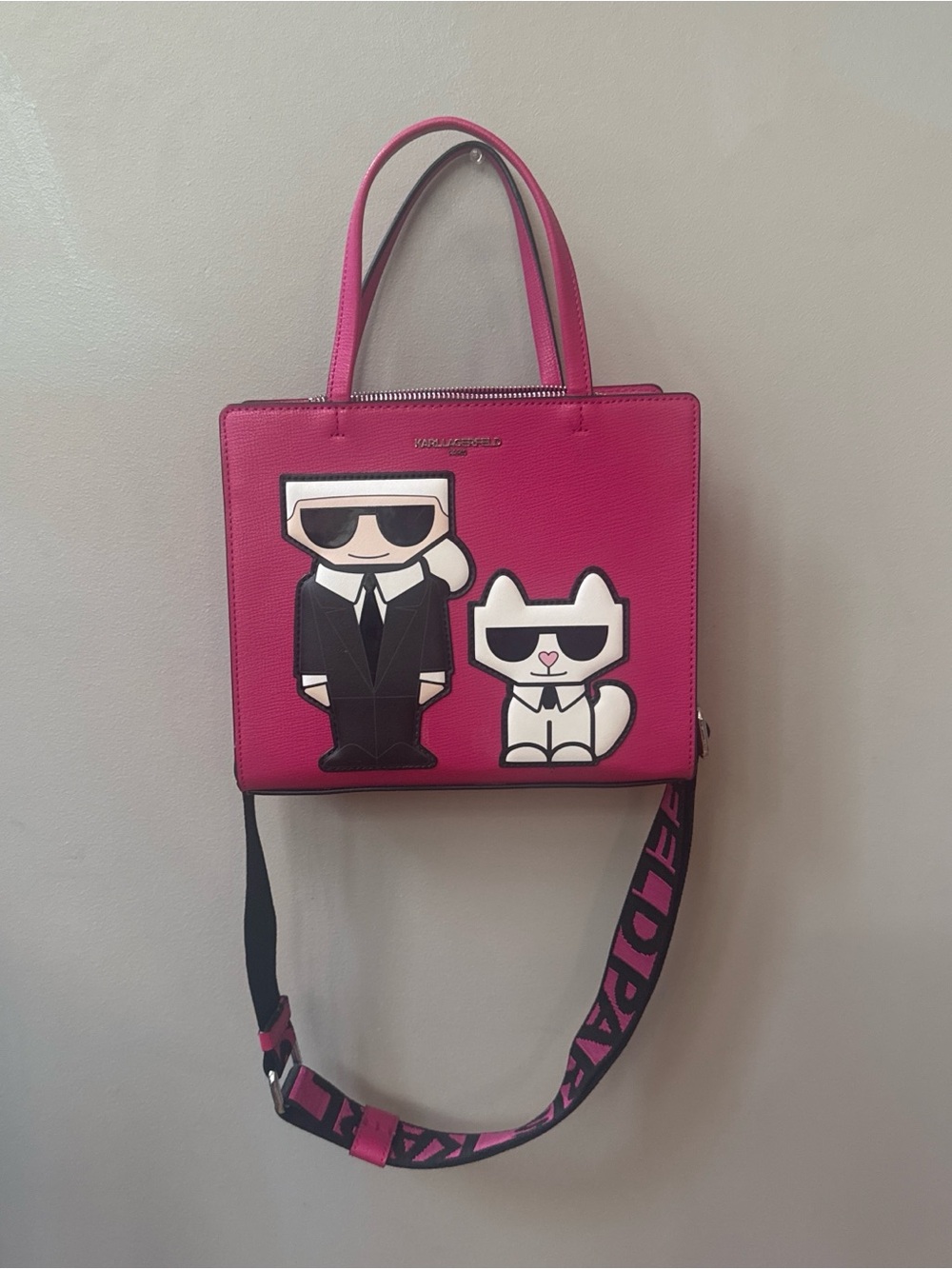 Karl Lagerfeld Hot Pink Ikonik Leather Tote